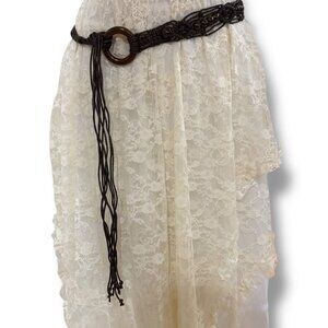 Beaded Weave Brown O-Ring Tassel Belt